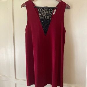 Mini Shift Dress Red with Black Lace Size XS BB Dakota, Juniors Sizing